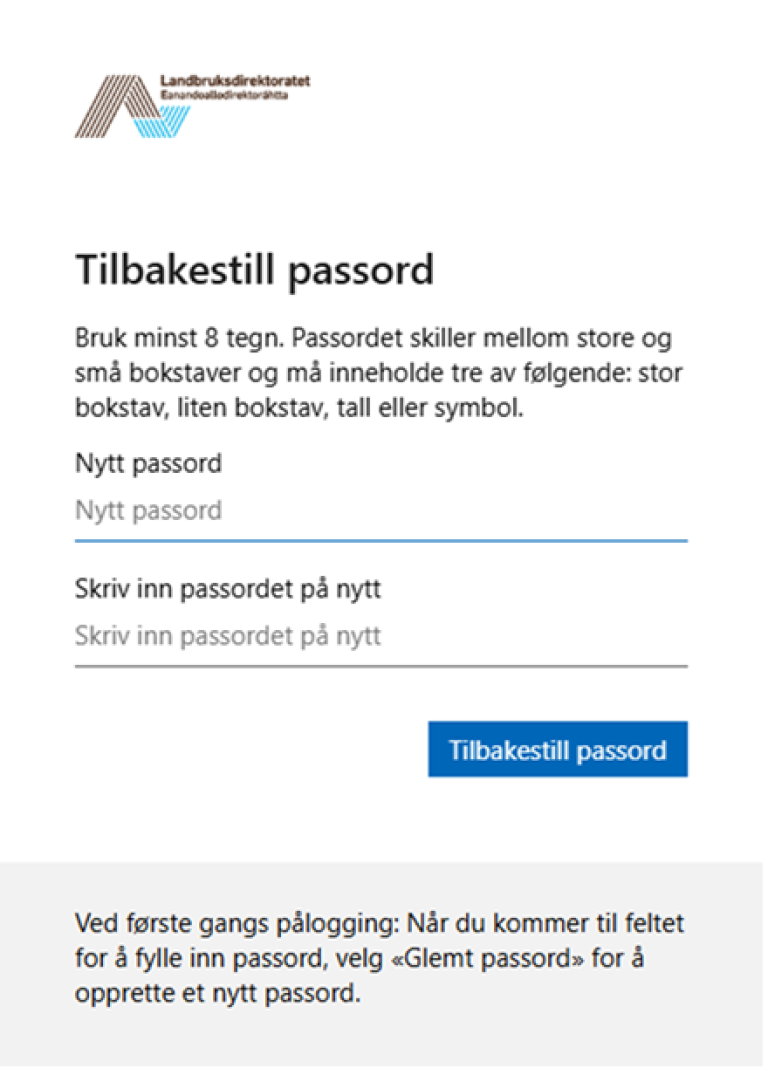 tilbakestill passord