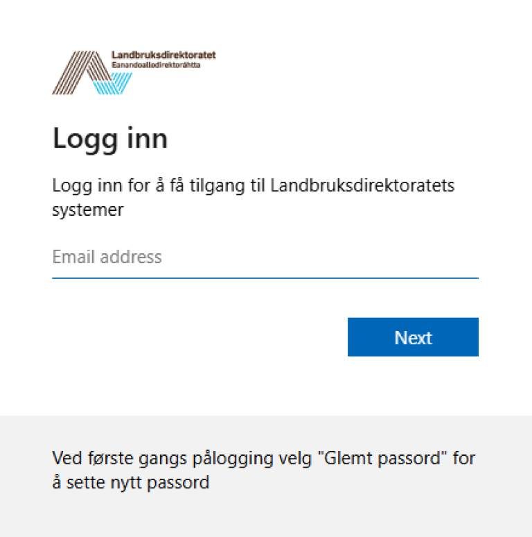 Fyll inn epostadresse