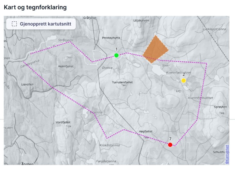 Kart og tegnforklaring.